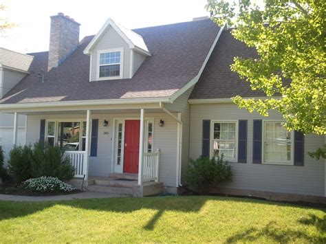 grey house with shutters